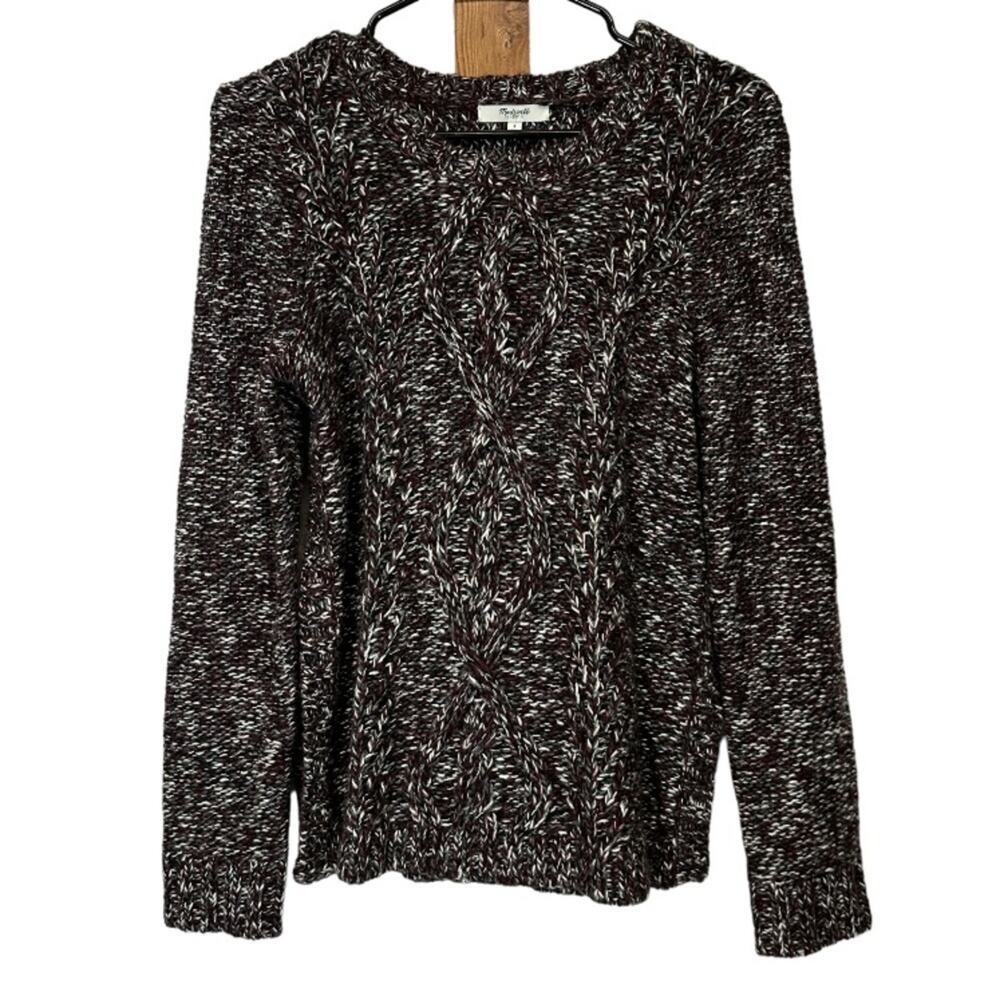 Madewell Firelight Wool Alpaca Blend Cable Knit Long Sleeve Pullover Sweater S
